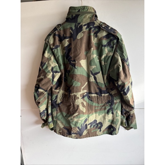 Vintage M-65 Field Coat Cold Weather Camo Jacket Woodland US Army Men's Medium R - Picture 8 of 8